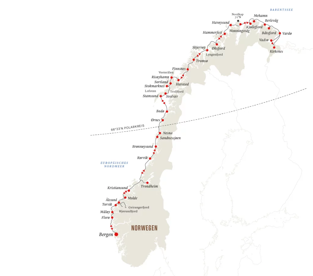 Hurtigruten Angebote Postschiffroute Ab Bergen Norwegen 2020-2023