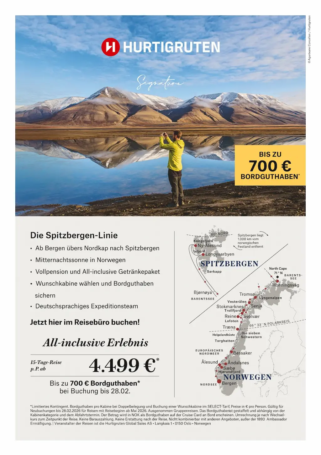Die Hurtigruten Spitzbergen-Linie mit bis zu 700 € Bordguthaben