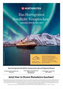 Hurtigruten Nordlicht-Versprechen 2026/2027 Hurtigruten Angebotsblatt zum Nordlicht-Versprechen 2026/2027 mit sechs- oder siebentägiger Folgereise
